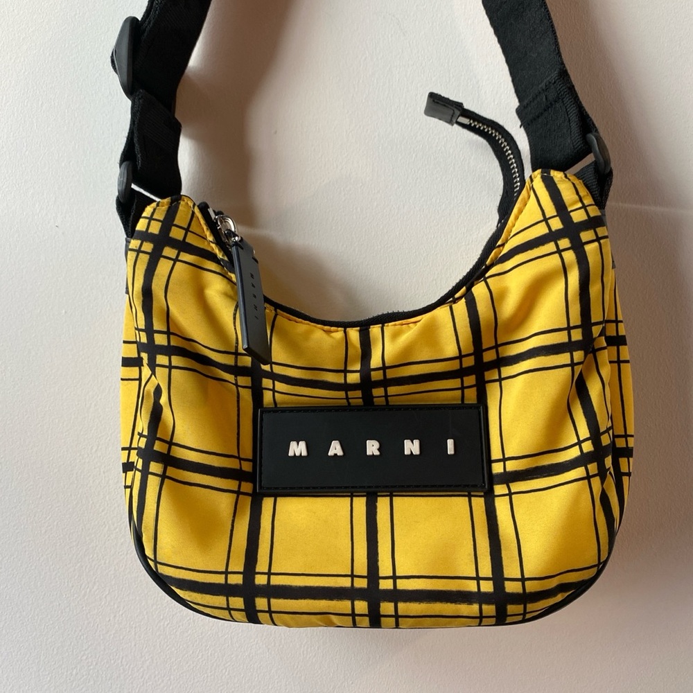 Marni Black and Yellow Plaid Shoulder Bag